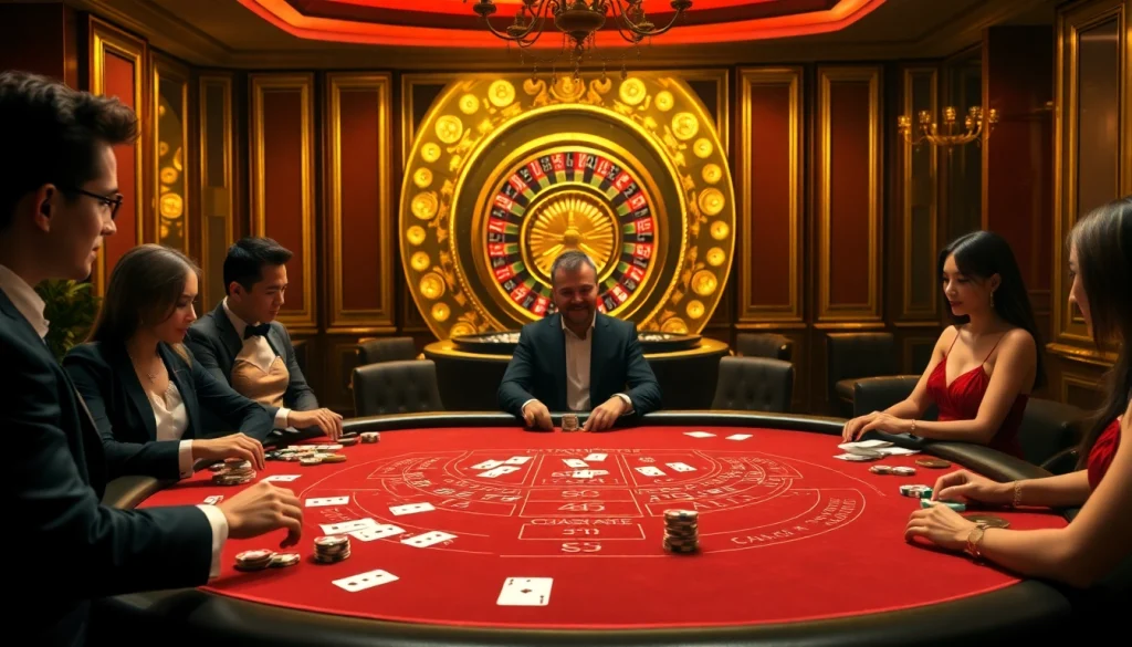 Experience indibet online betting with vibrant casino atmosphere showcasing baccarat and roulette.