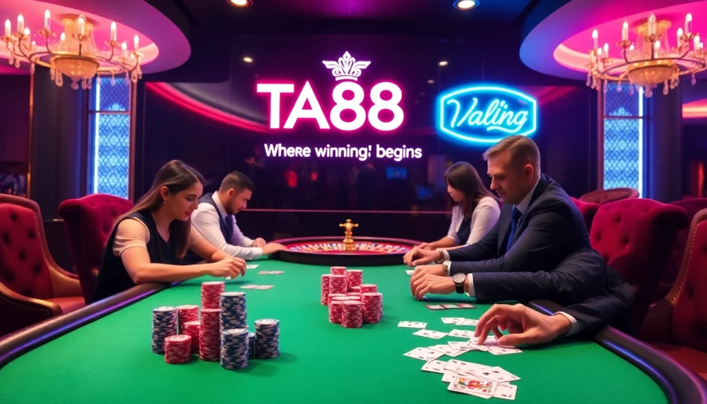 Join the excitement at TA88 – where players strategize at a high-stakes poker table.