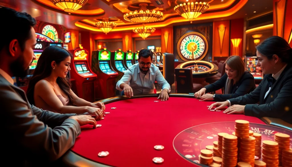 Players engaged in the thrill of poker and slot machines at S8 Casino.