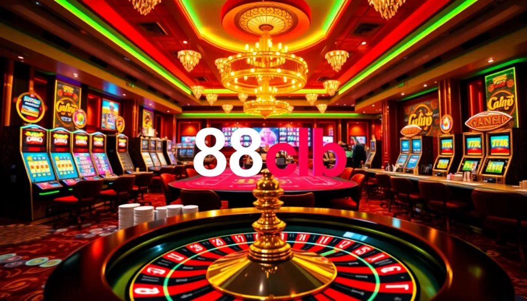 Experience the thrill of gaming at 88clb with vibrant casino tables and dynamic slot machines.