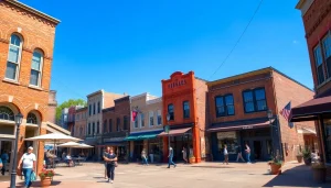 Visitors strolling through historic downtown Clarksburg, appreciating its charm and vibrant atmosphere.