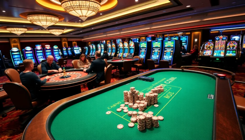Experience luxury at the casino with players enjoying games at https://1j88com/ on vibrant tables.