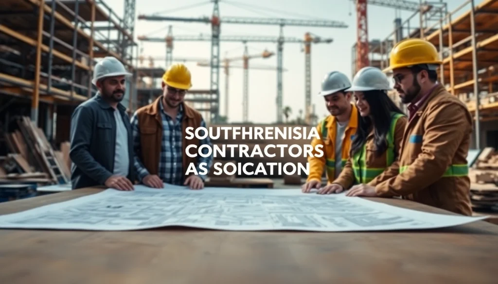 Contractors representing the southern california contractors association collaborating on-site.