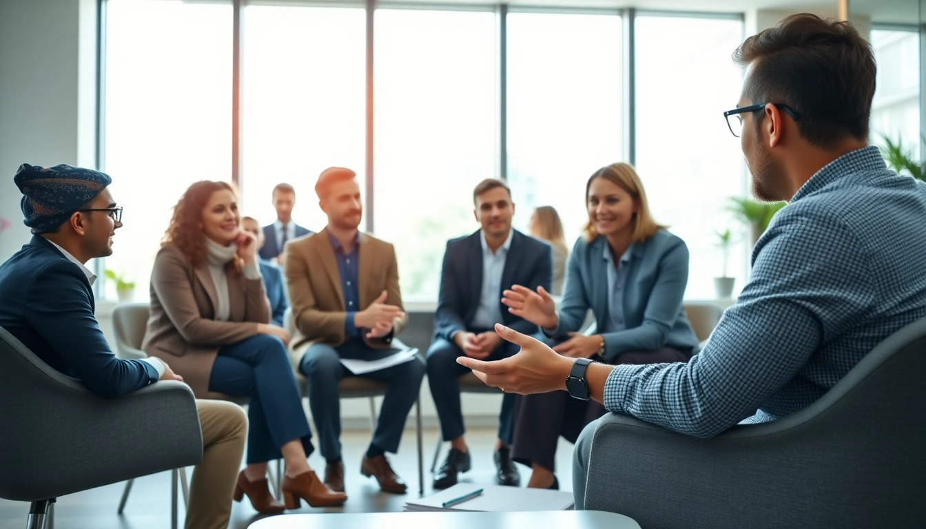 Engaged individuals in a business coaching service session focusing on goal setting and collaboration.