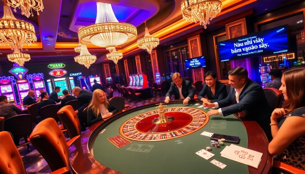 Excited players placing bets at the roulette table, embracing the thrill of 'Nếu như vậy bám vào đây' in a luxurious casino setting.