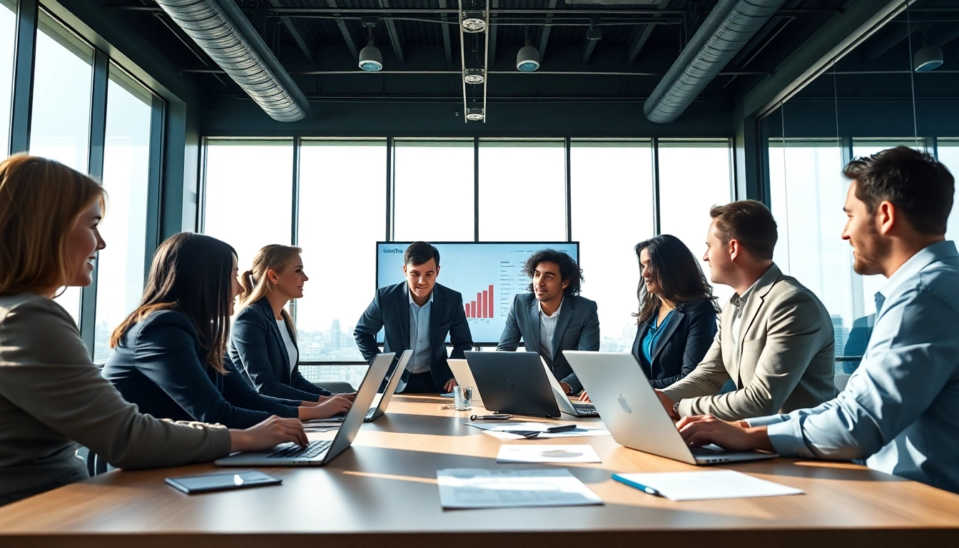 Team strategizing to enhance competitive intelligence insights in a modern office.