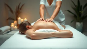 스웨디시 마사지 받는 고객과 편안한 스파 환경을 담은 장면