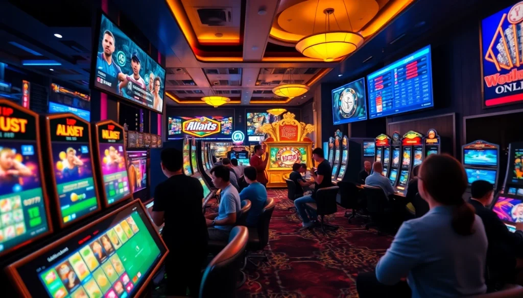 Exciting gaming interface showcasing sports betting and casino games at http://hm88.blue/ with engaging players and dynamic visuals.
