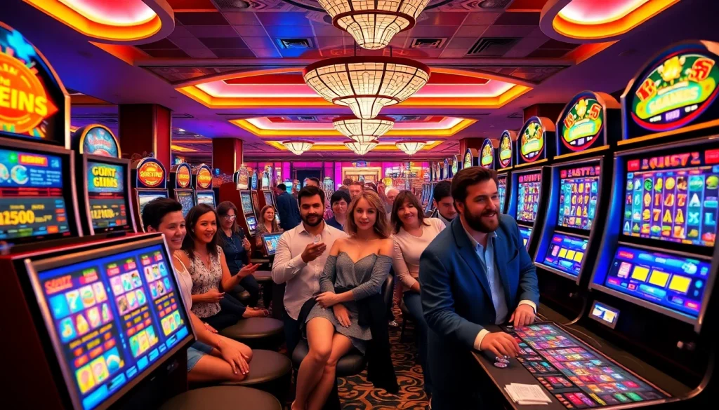 Rasakan sensasi bermain slot depo 1K dengan mesin berwarna-warni dan pemain yang antusias.