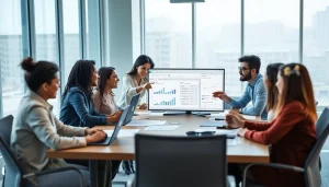 团队围绕笔记本电脑协作，展示 WPS Office 工具在 WPS官网。