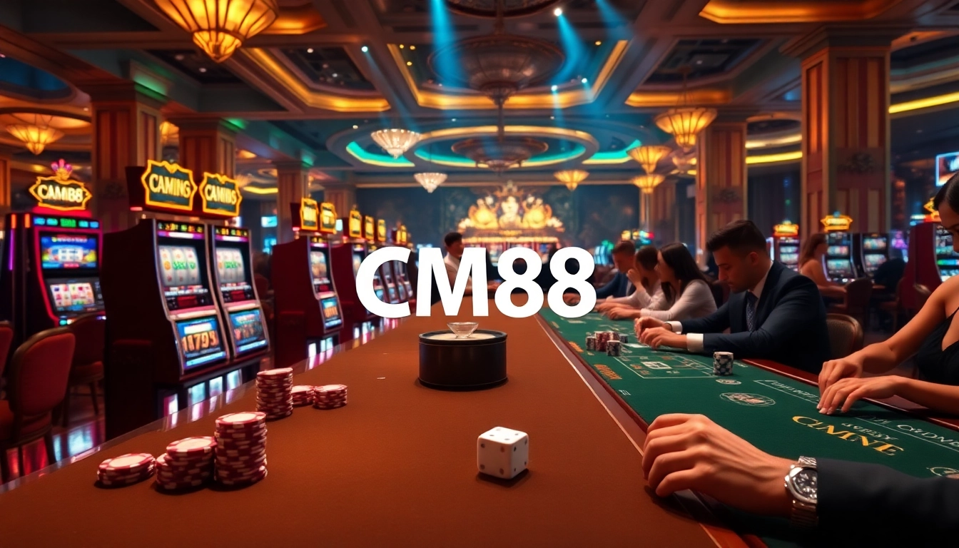 Experience the thrill of CM88 at a luxury casino table with vibrant games and professional dealers.
