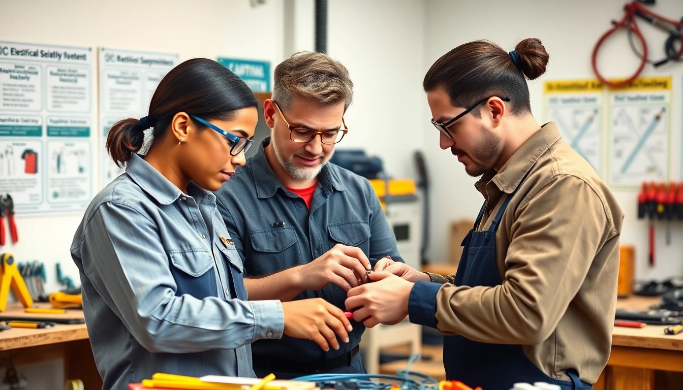 Wyoming Electrical Apprenticeship training with students collaborating on electrical installations.