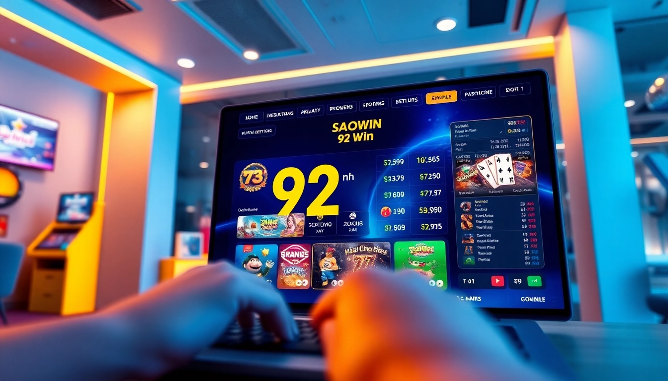 Giao diện chơi game trực tuyến sống động của Saowin 92 Win với các tính năng thân thiện người dùng.