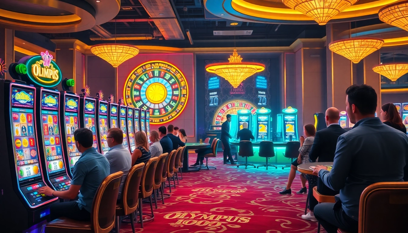 Play the exhilarating Olympus 1000 slot machine amidst a luxurious casino atmosphere.