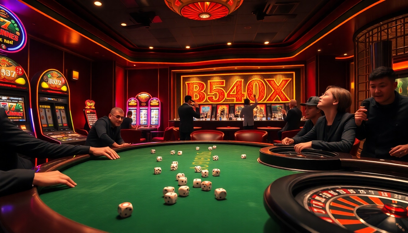 Players enjoying a thrilling game at the b52-themed poker table in a luxurious casino.