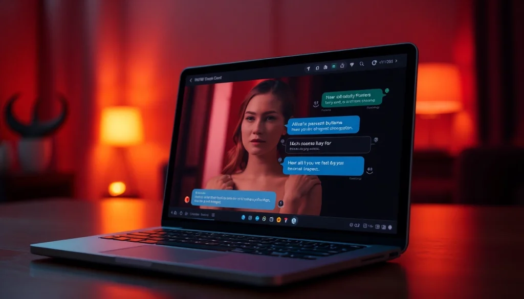 Engaging digital chat scene with character AI NSFW, warm tones, and modern interface.