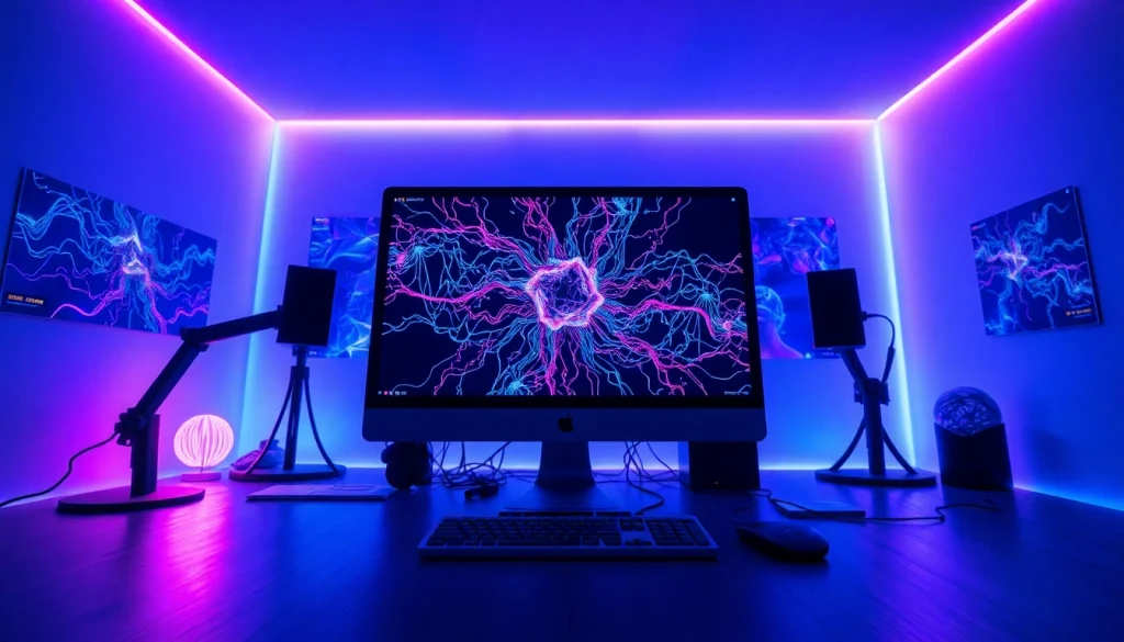 Experience the innovative capabilities of NSFW AI in a high-tech digital art studio.