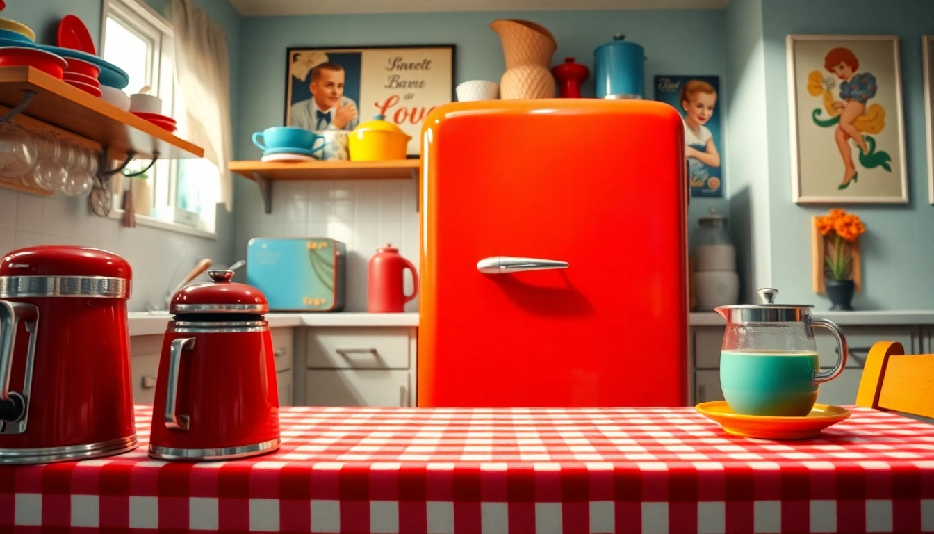 Retro Appliance brightens up a cheerful kitchen setting with vintage decor.