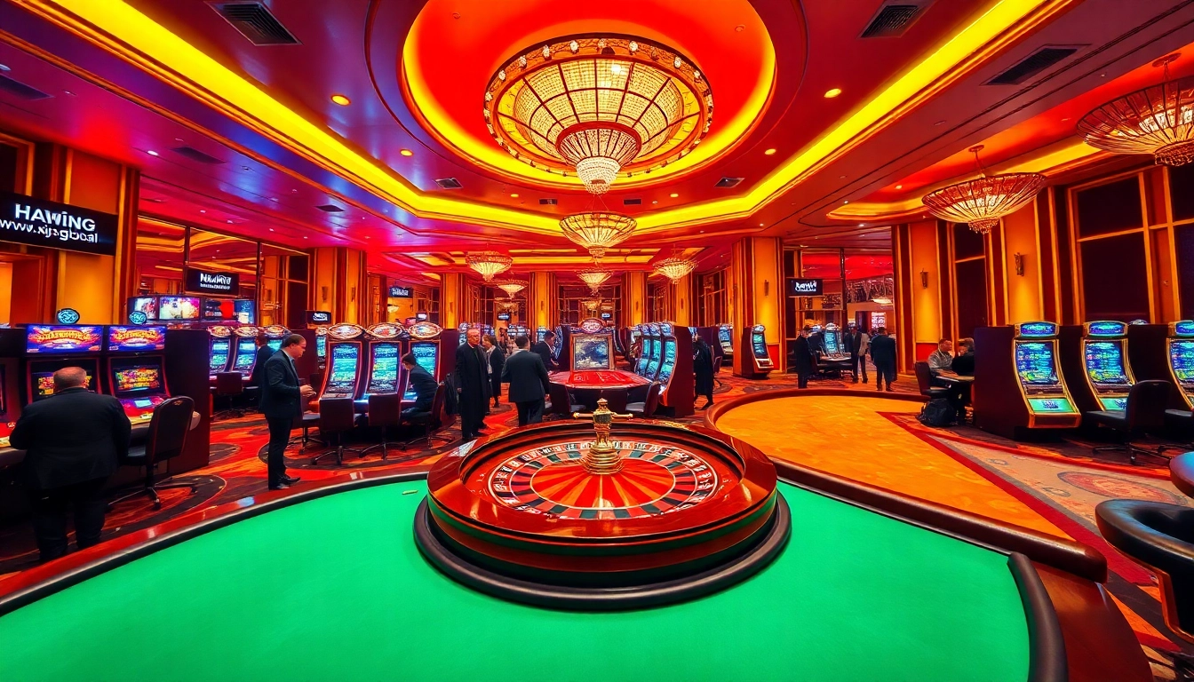 Playing thrilling games at a luxurious casino, with players engaged at https://www.kjc.global/.