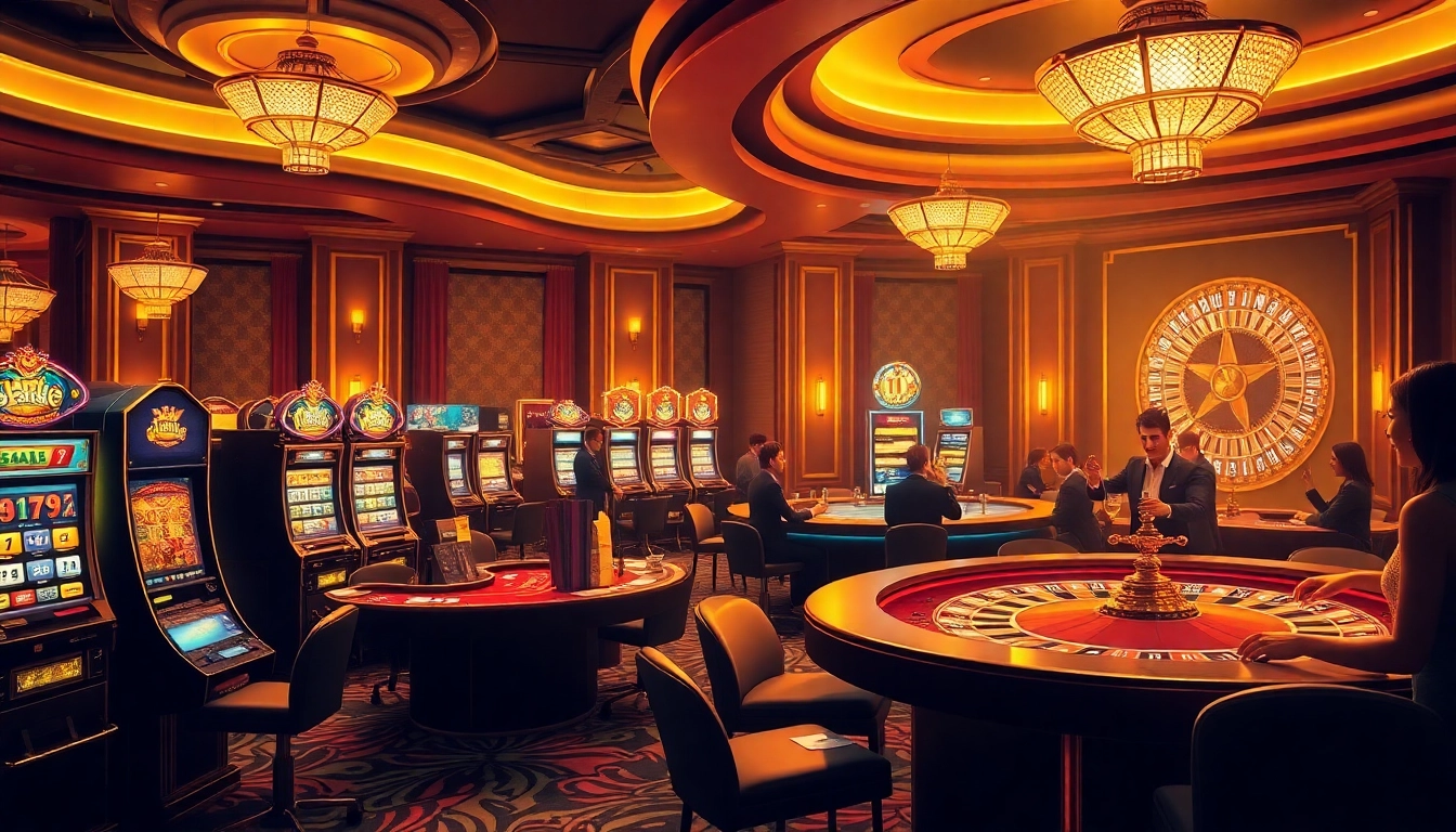 Engaging scene with players at a luxurious casino showcasing hoki77 heylink excitement.
