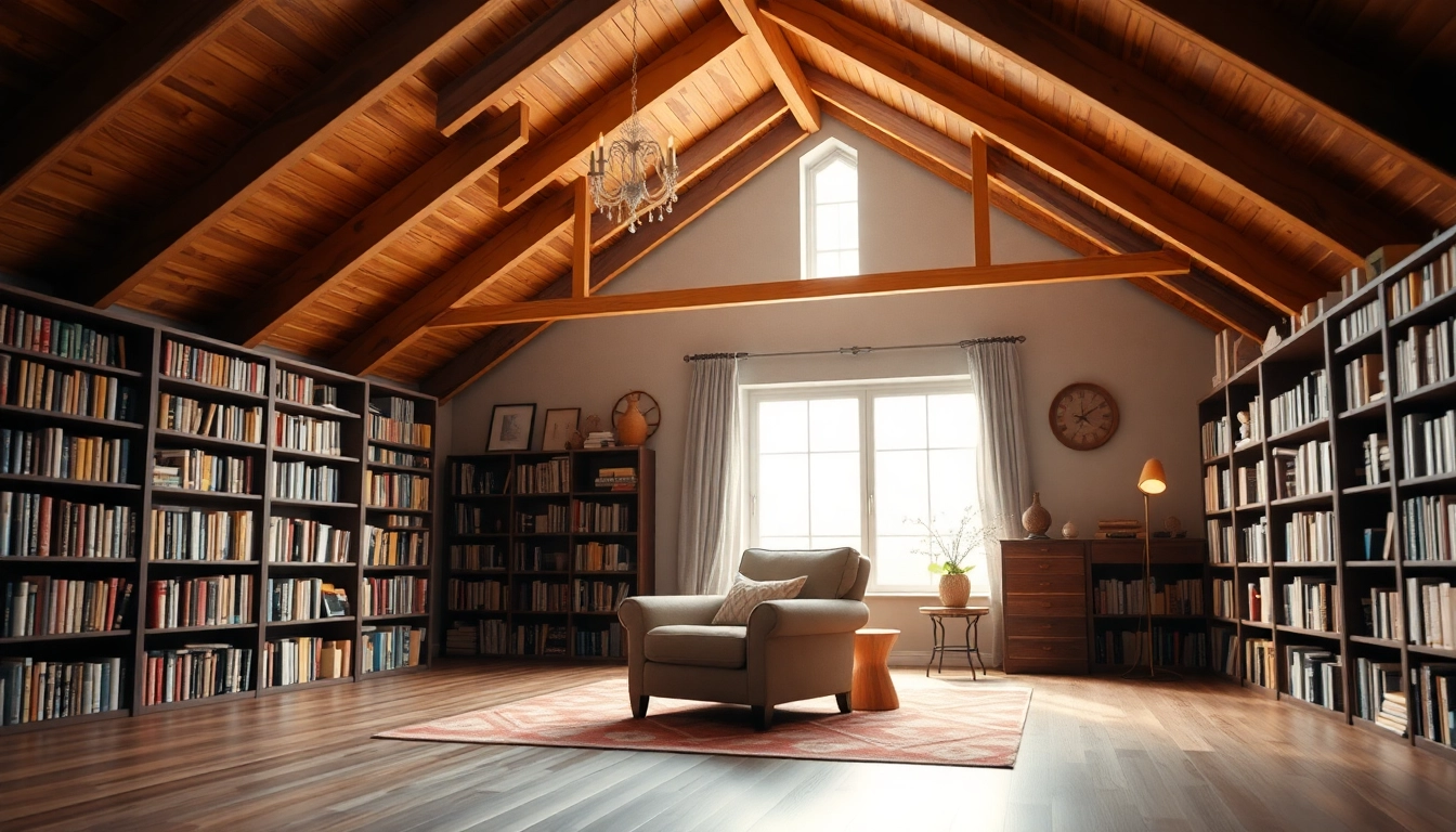 Cozy attic reading nook with warm lighting and vintage decor enhancing the atmosphere.